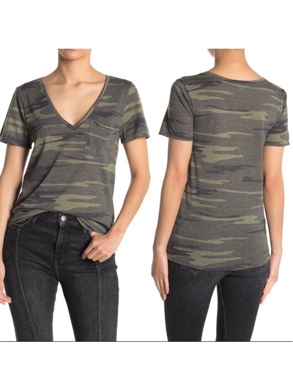 $3/$30 SOCIALITE tee in camo green black gray v-neck t-shirt size medium